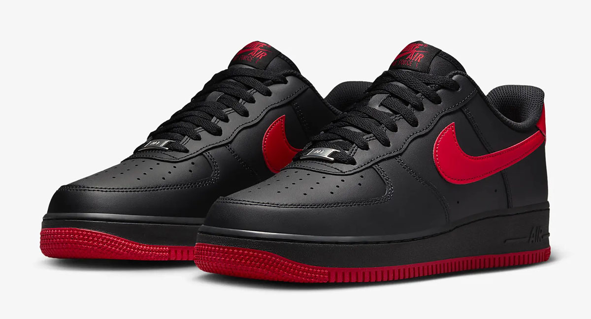 Nike Air Force 1 Low Bred Mens Shoes Black University Red 1