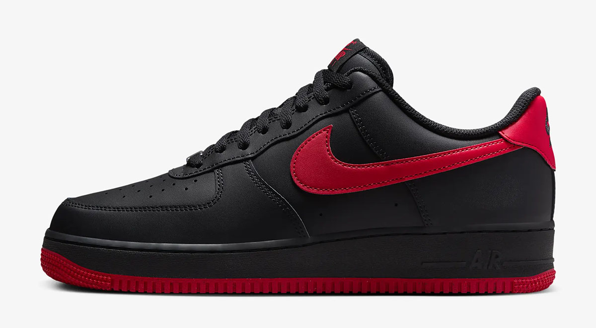 Nike Air Force 1 Low Bred Mens Shoes Black University Red 2