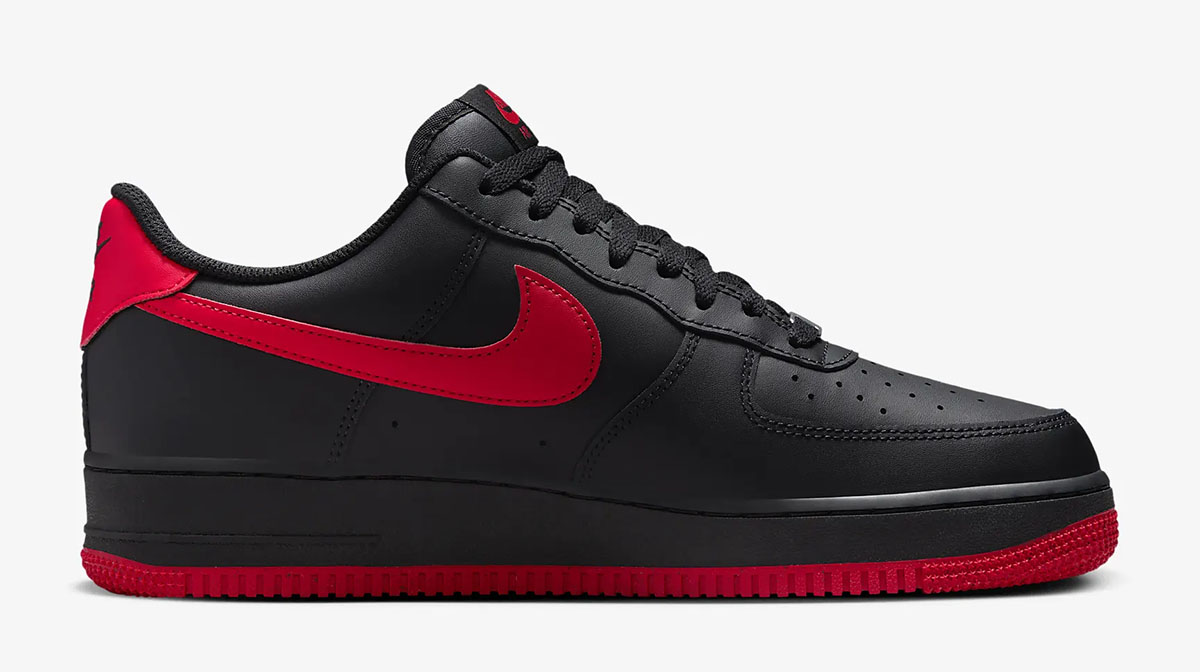 Nike Air Force 1 Low Bred Mens Shoes Black University Red 3