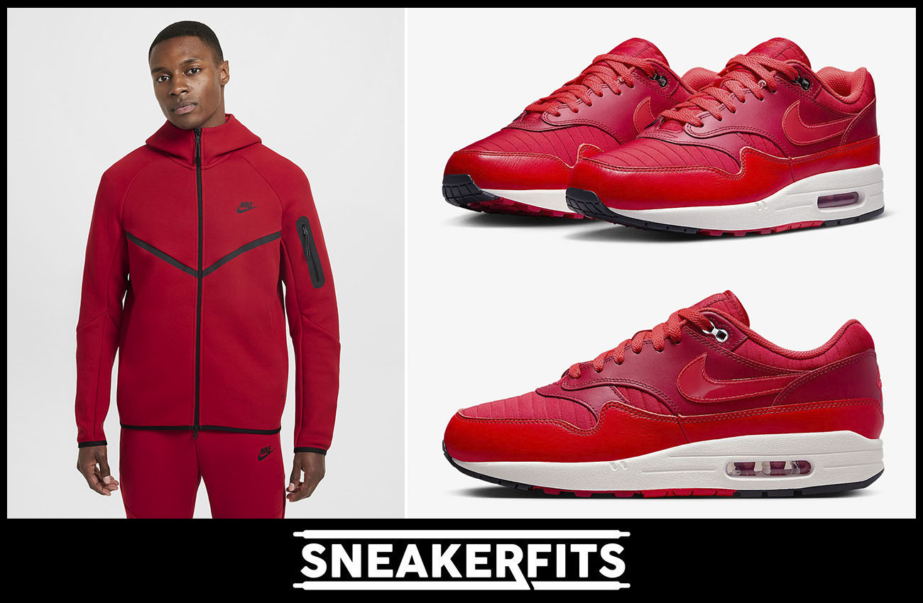 Nike Air Max 1 Gym Red University Red Sneakers and Outfits Sneakerfits