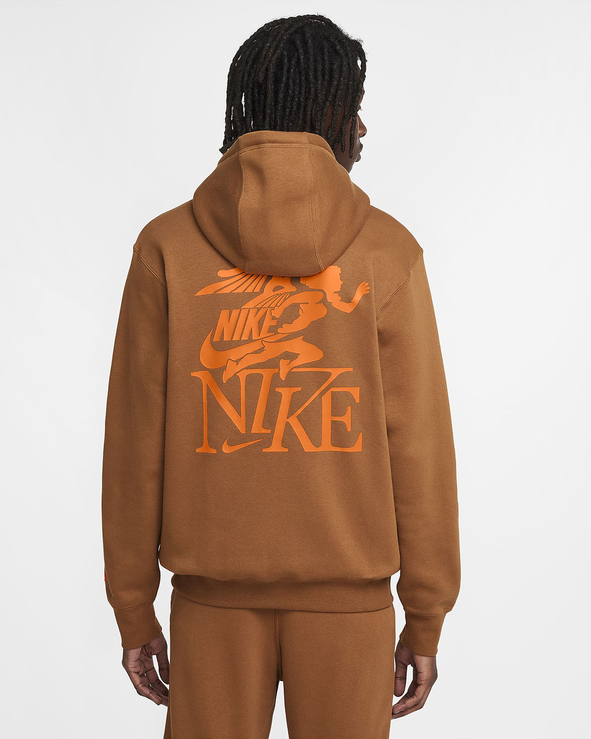 Nike Club Fleece Hoodie Light British Tan Safety Orange 2