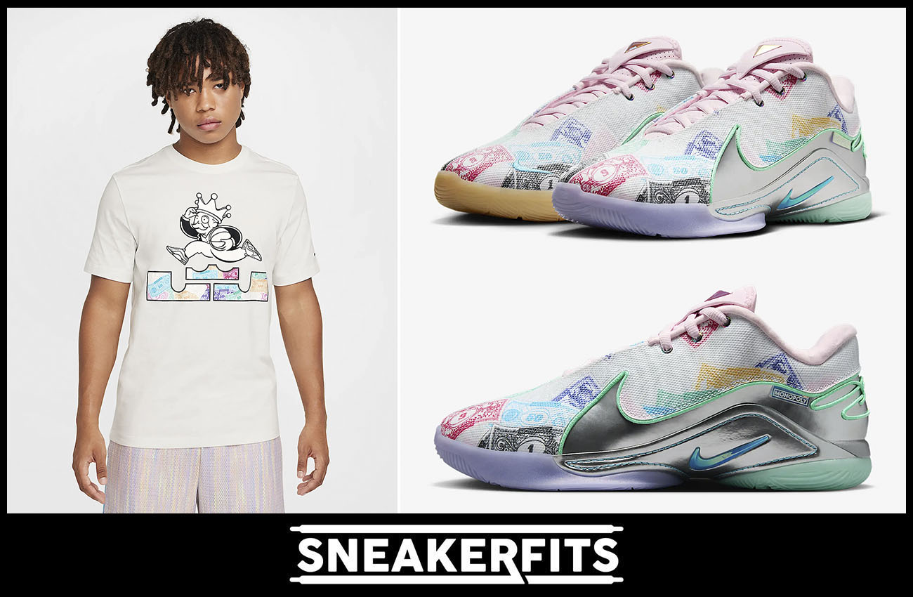 Nike LeBron 22 Monopoly Currency Shoes and Shirt Outfit