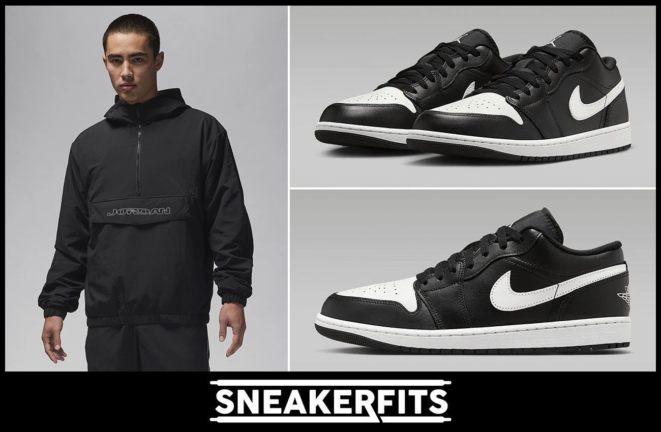 Air Jordan 1 Low Black Summit White Jacket Outfit