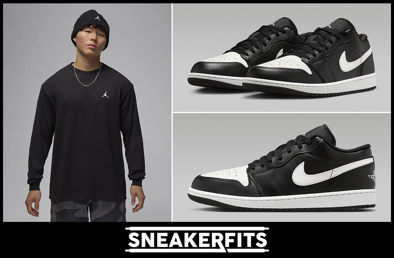 Air Jordan 1 Low Black Summit White Long Sleeve Top Outfit