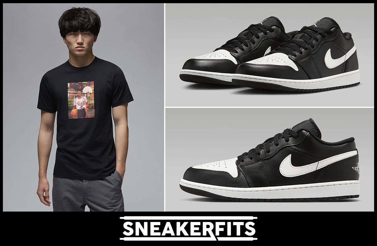 Air Jordan 1 Low Black Summit White T Shirt Outfit