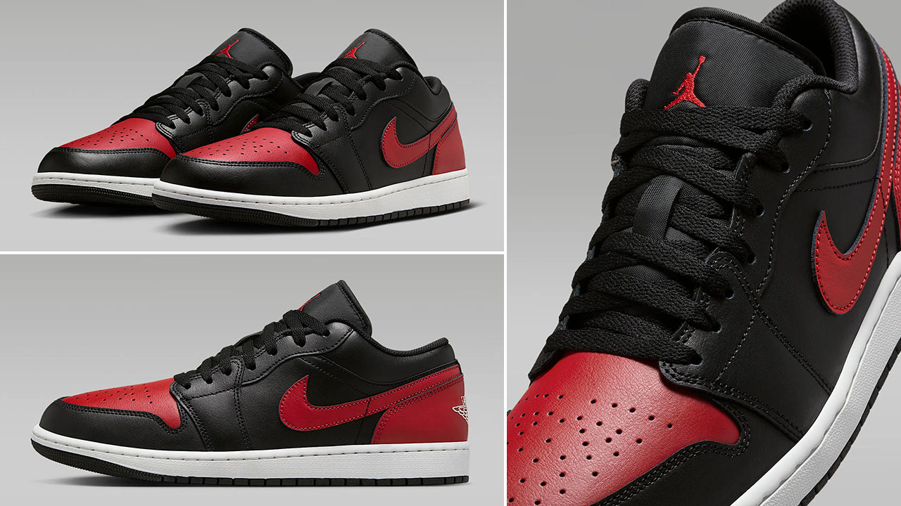 Air Jordan 1 Low Black Varsity Red Sneakers