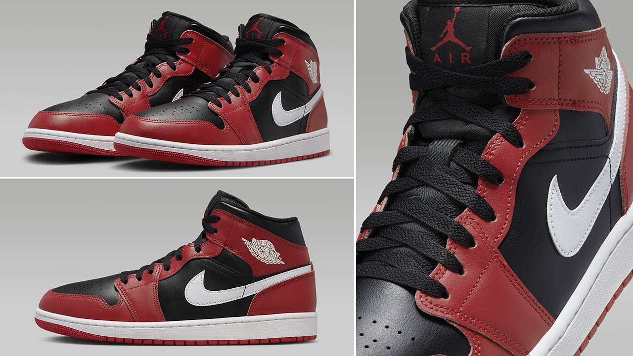 Air-Jordan-1-Mid-Black-Gym-Red-White-Holiday-2024-Sneakers