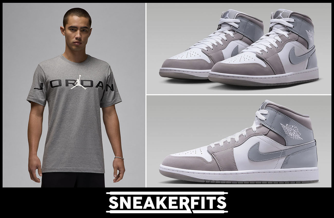 Air Jordan 1 Mid Cool Grey Mens Shoes Shirt Outfit