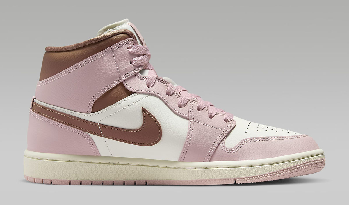 Air Jordan 1 Mid Pink Oxford Archaeo Brown Shoes 3