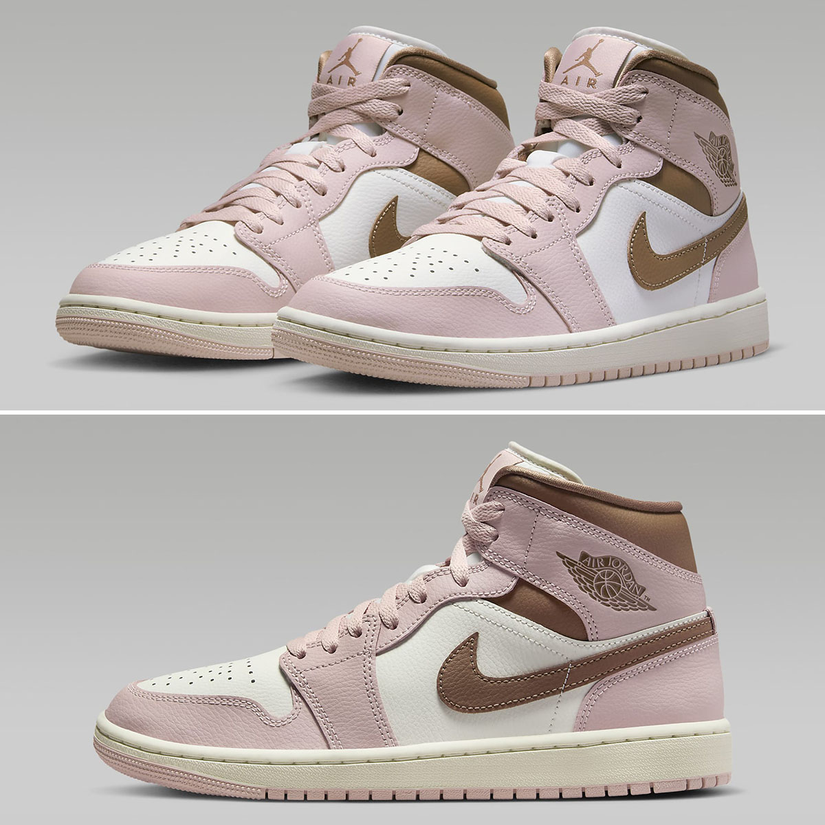 Air Jordan 1 Mid Pink Oxford Archaeo Brown Shoes