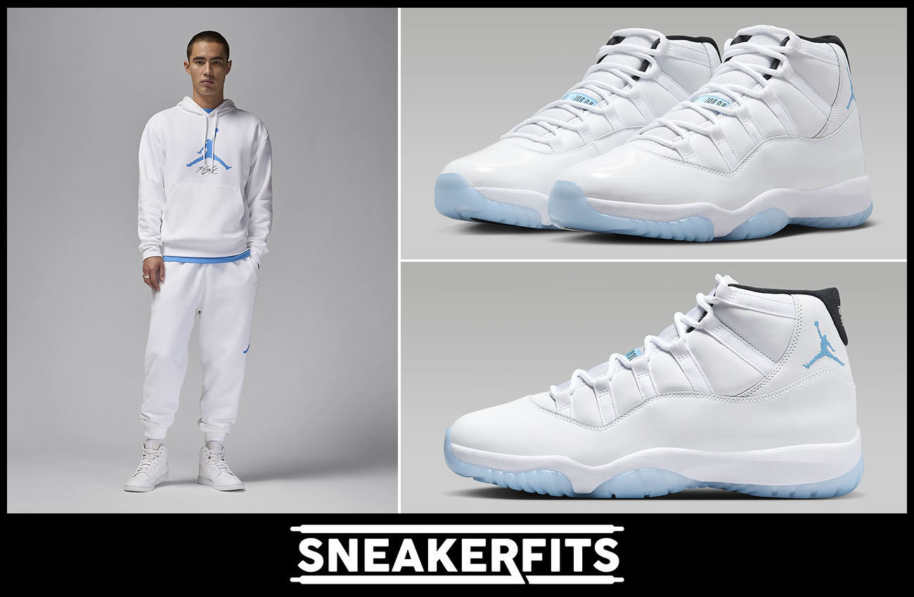 Air Jordan 11 Legend Blue 2024 Hoodie and Pants Outfit 1