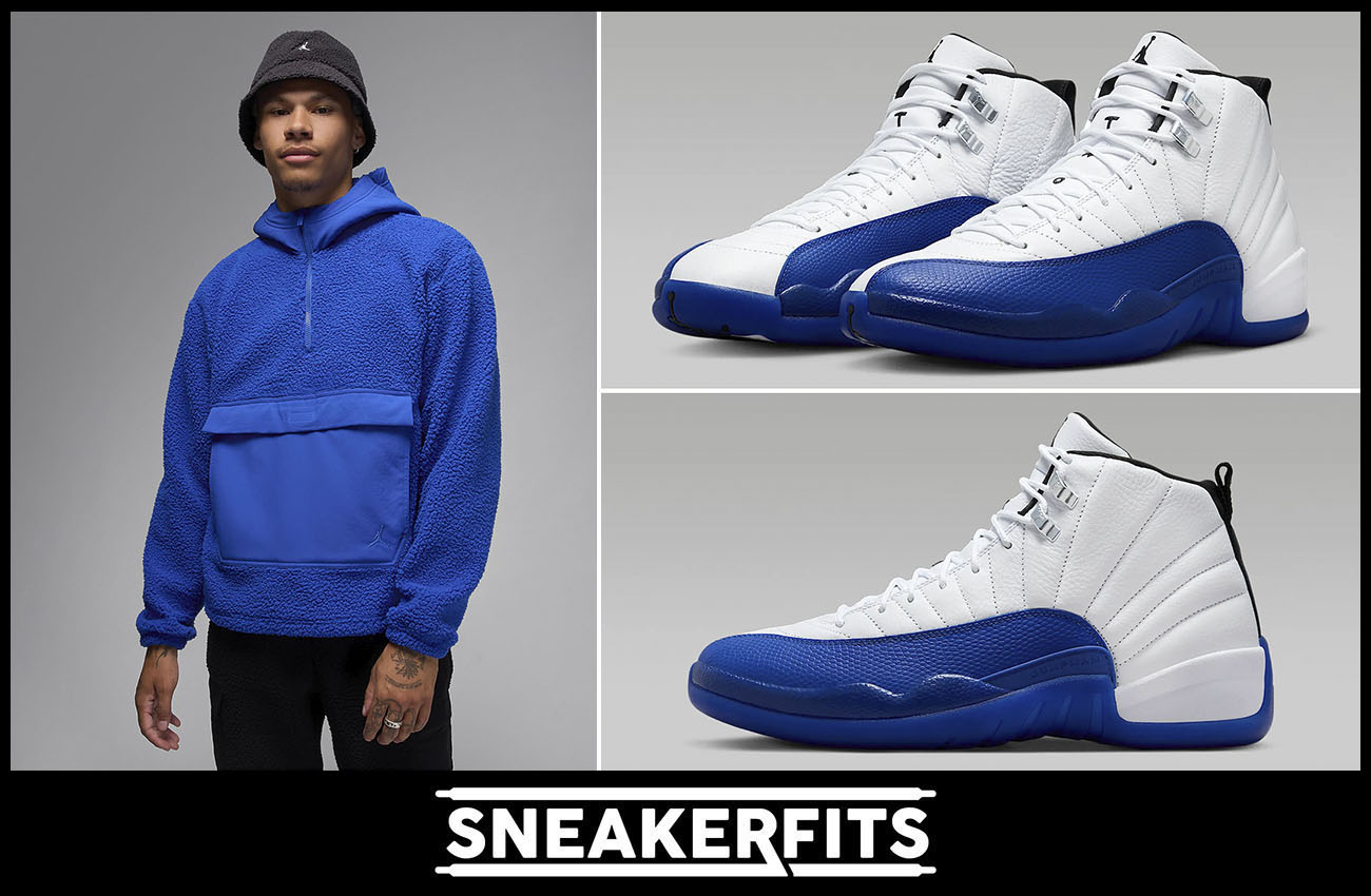 Air Jordan 12 Blueberry Sherpa Hoodie Outfit