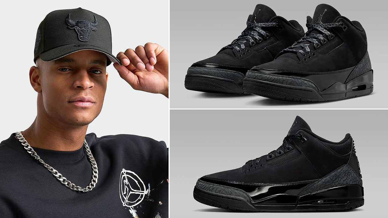 Air Jordan 3 Black Cat Bulls Hat