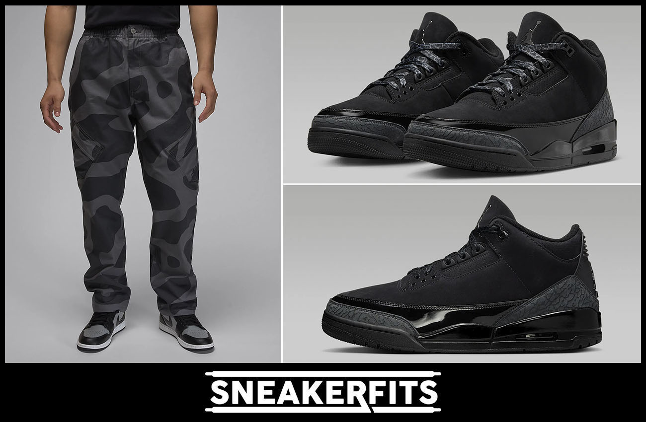 Air Jordan 3 Black Cat Camo Pants Outfit