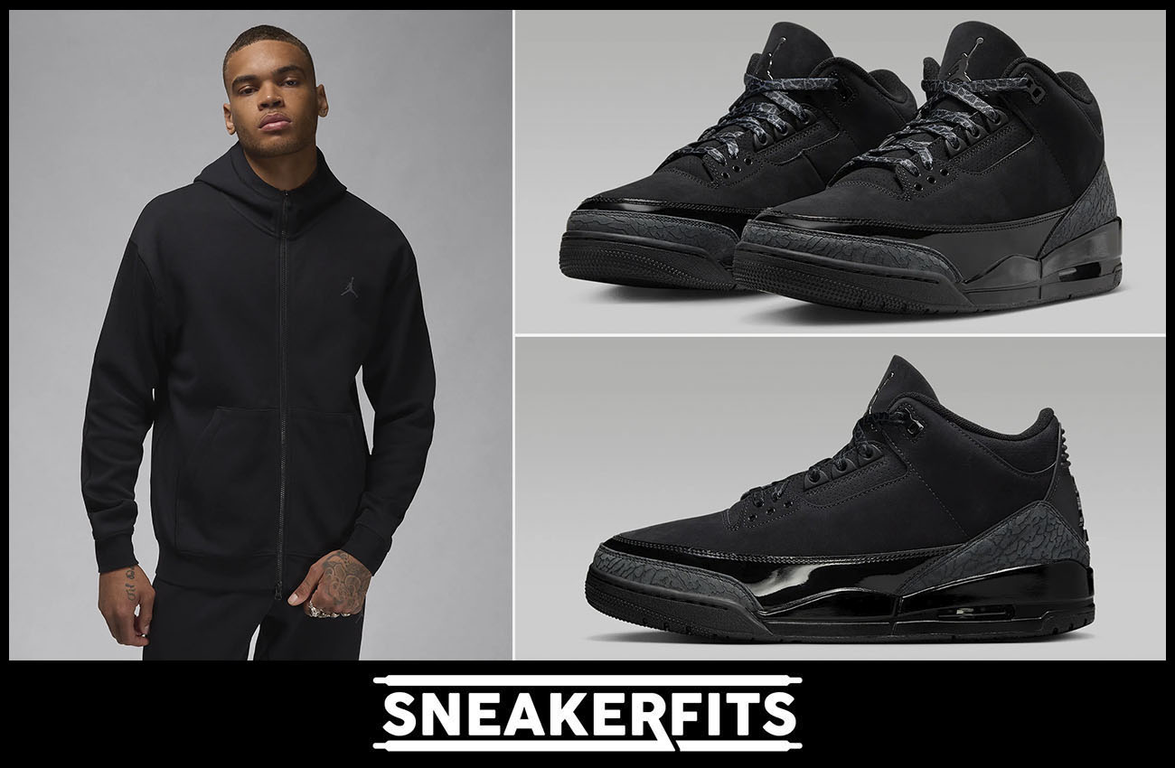 Air Jordan 3 Black Cat Full Zip Hoodie Outfit