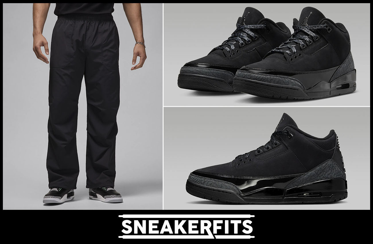 Air Jordan 3 Black Cat Mens Shoes and Pants Outfit