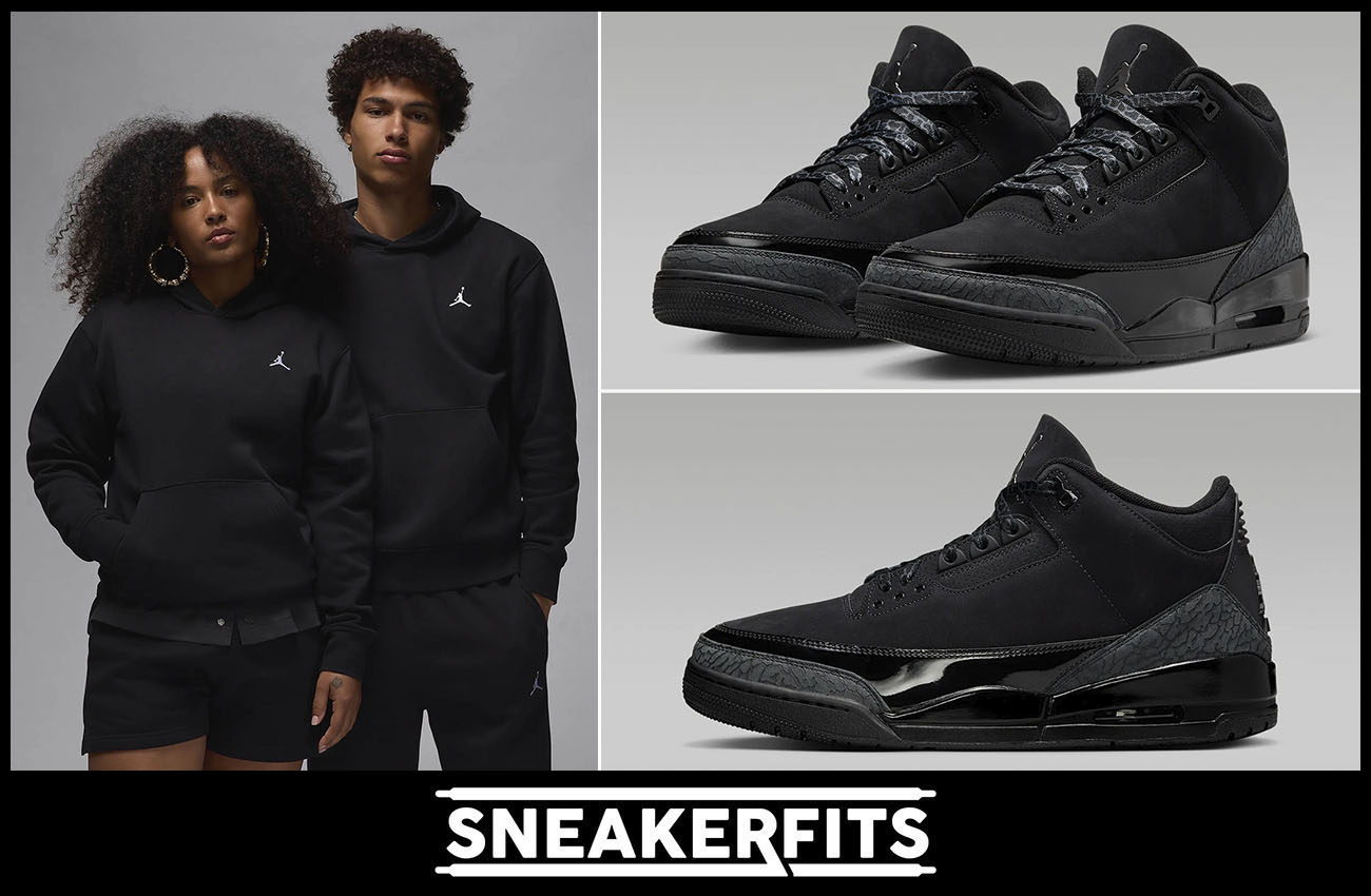 Air Jordan 3 Black Cat Mens Shoes and Pullover Hoodie Outfit