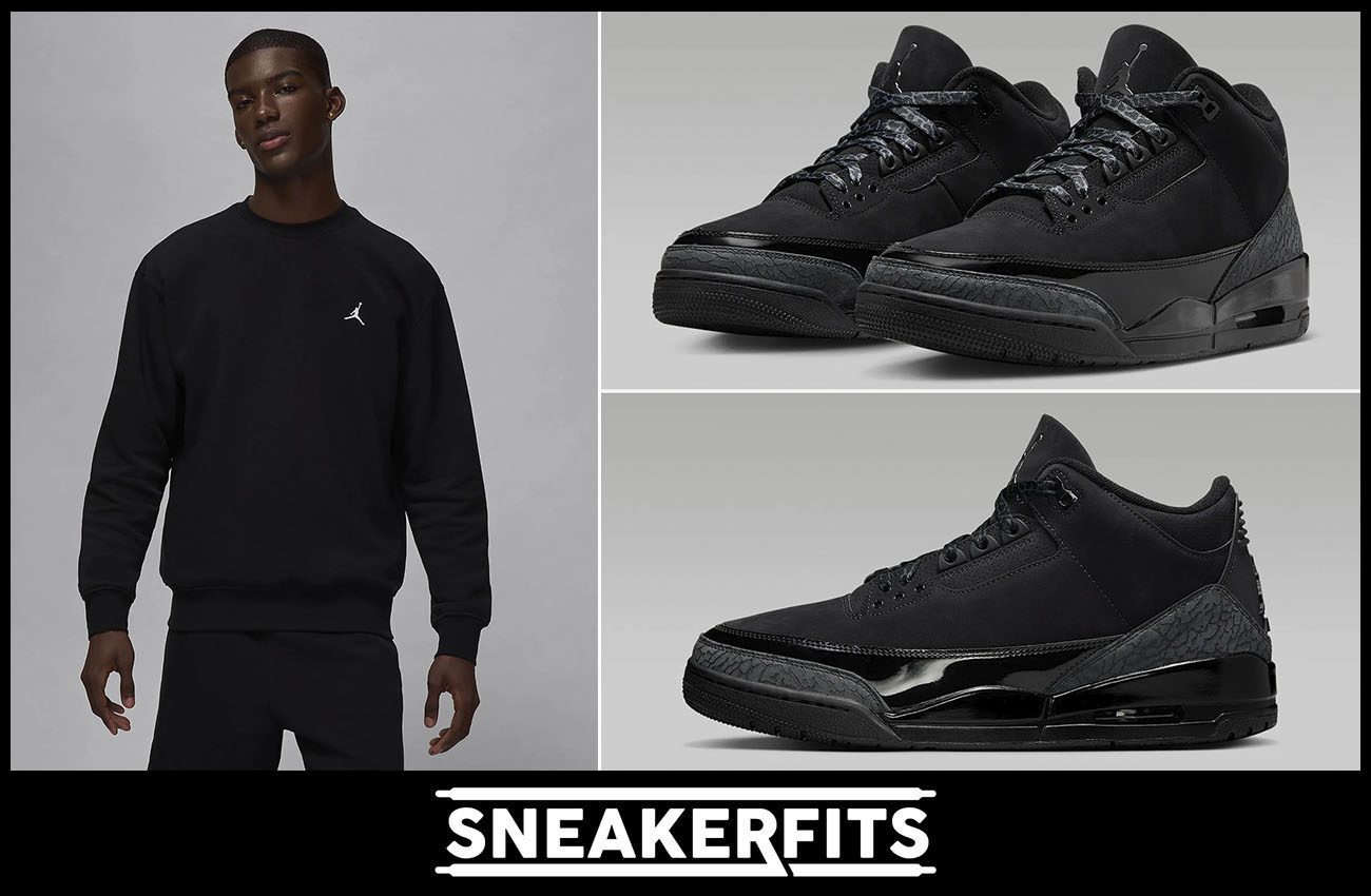 Air Jordan 3 Black Cat Mens Shoes and Sweatshirt Outfit