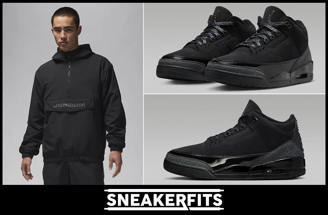 Air Jordan 3 Black Cat Pullover Jacket Outfit