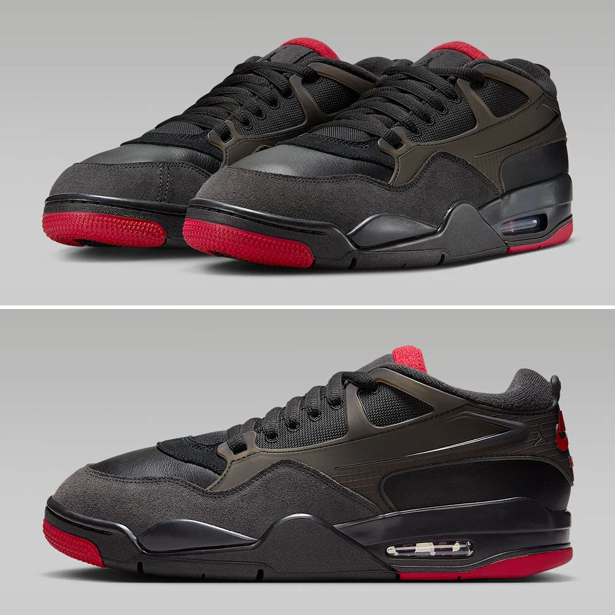 Air Jordan 4 RM Black Anthracite Varsity Red Mens Shoes