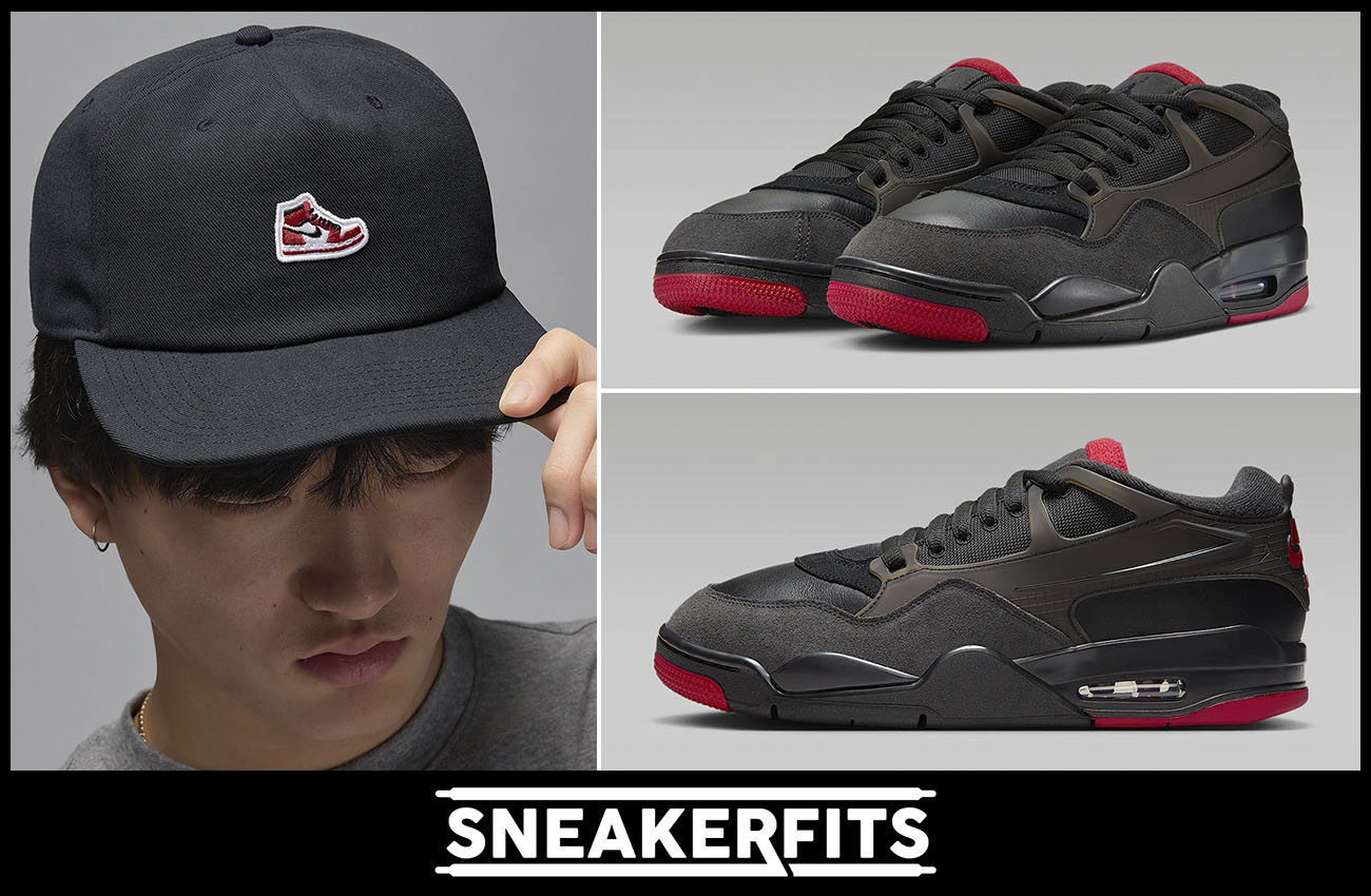 Air Jordan 4 RM Black Varsity Red Hat 2