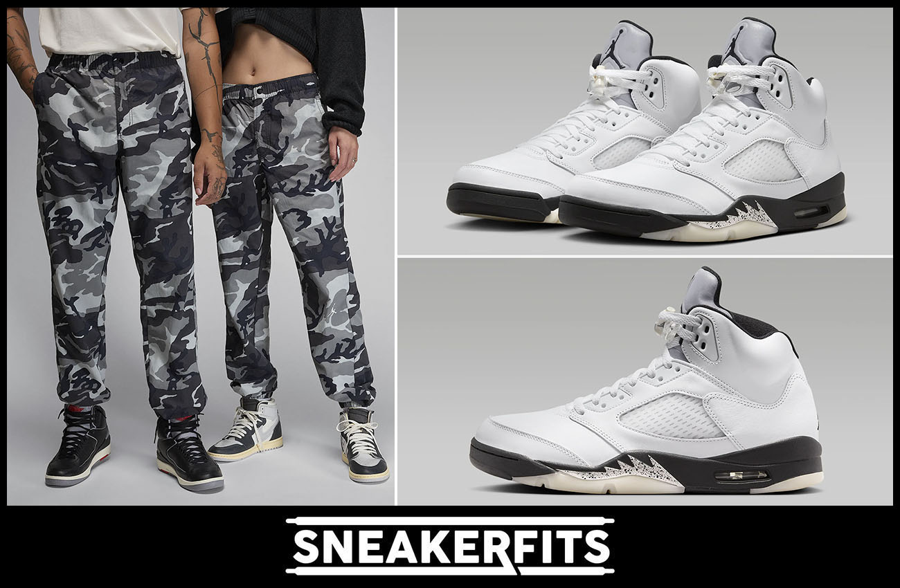 Air Jordan 5 Reverse Metallic Camo Pants Outfit