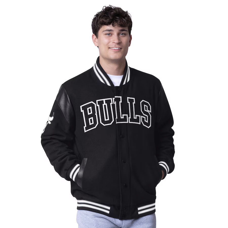 Chicago Bulls Varsity Jacket Black White 1