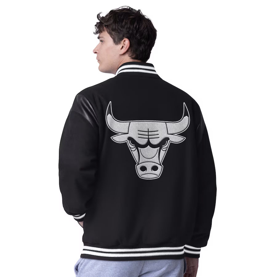 Chicago Bulls Varsity Jacket Black White 2