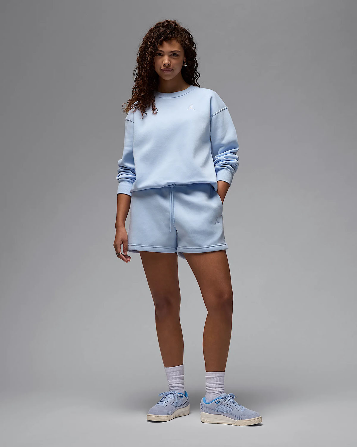 Jordan Brooklyn Fleece Womens Sweatshirt Hydrogen Blue Outfit