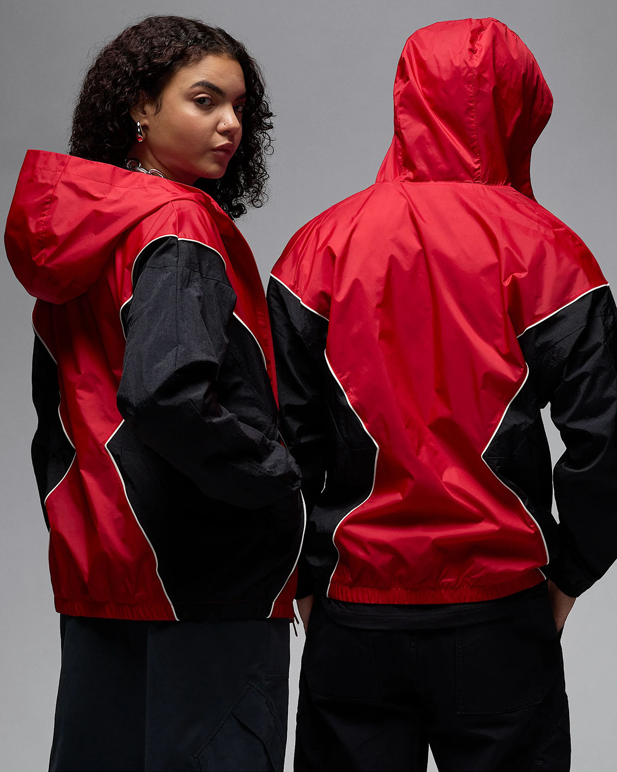 Jordan Brooklyn Hooded Draft Jacket Varsity Red Black 2