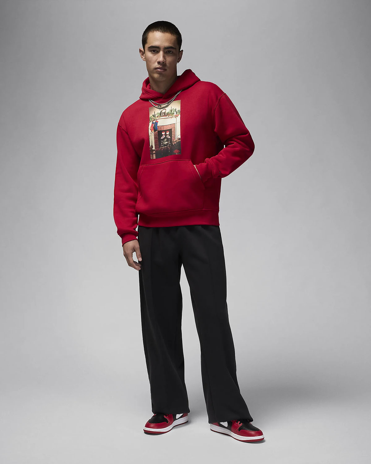 Jordan Christmas Chimney Red Hoodie and Air Jordan 1 Shoes