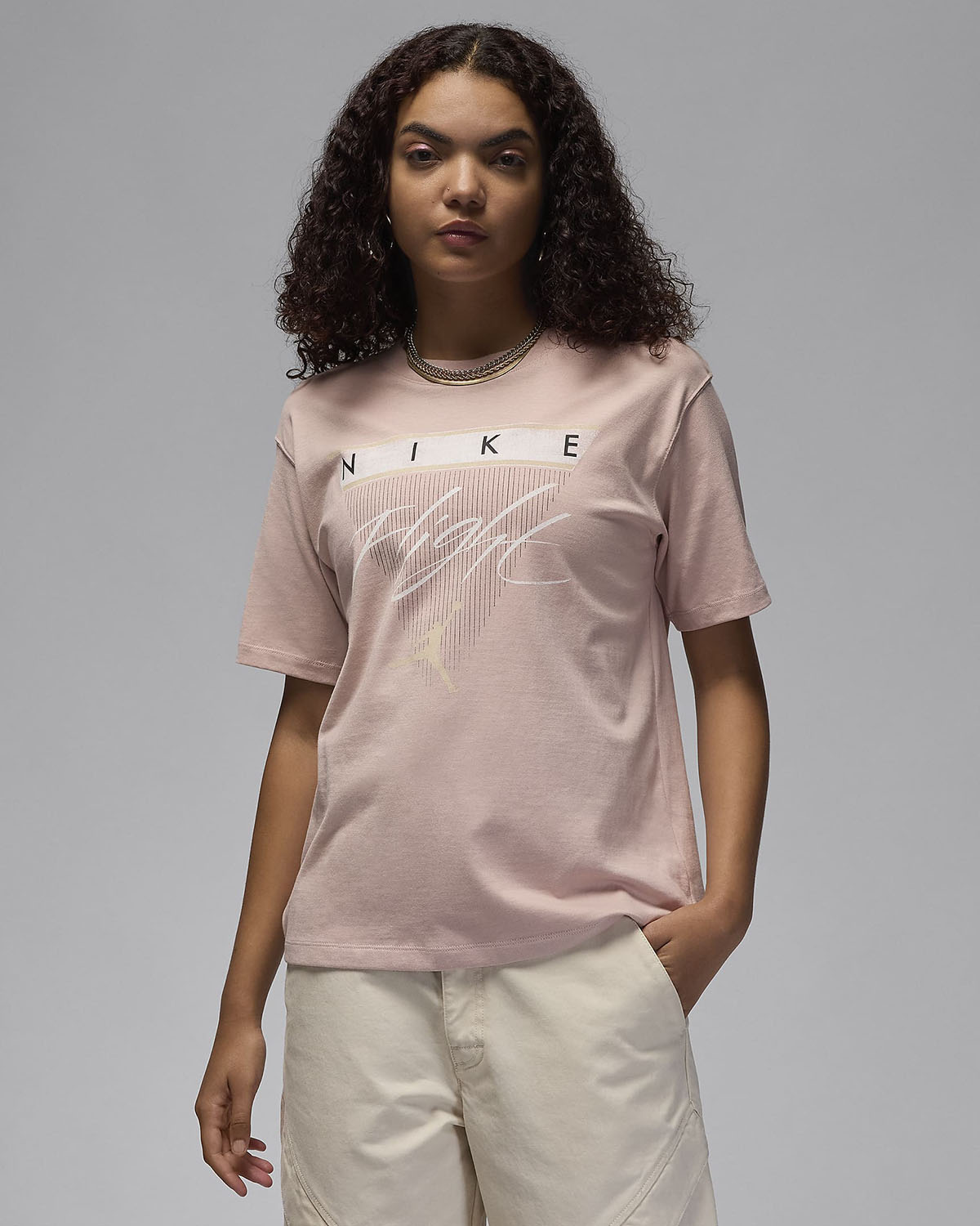 Jordan Flight Womens T Shirt Pink Oxford