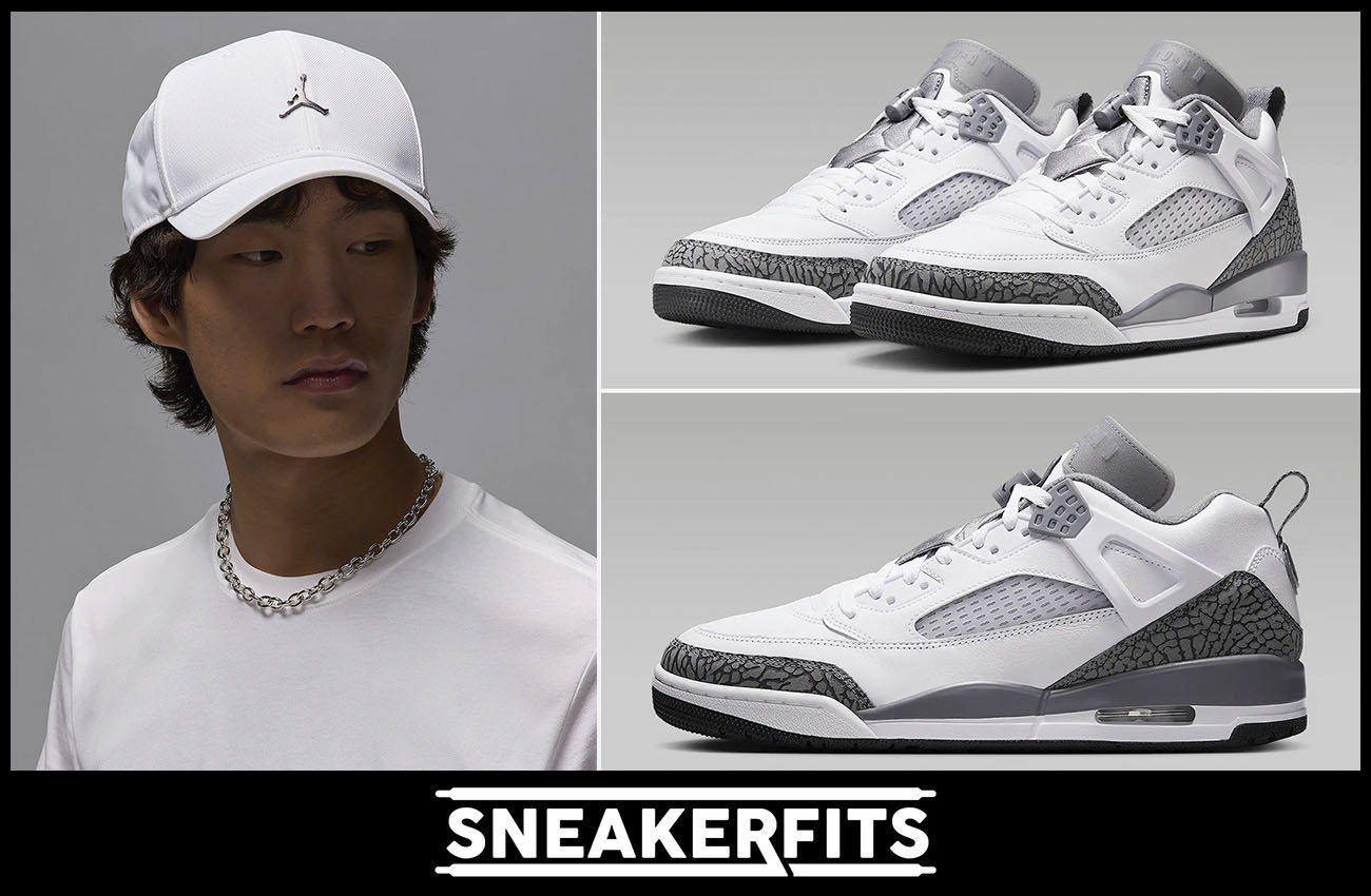 Jordan Spizike Low White Cool Grey Mens Shoes Hat Outfit