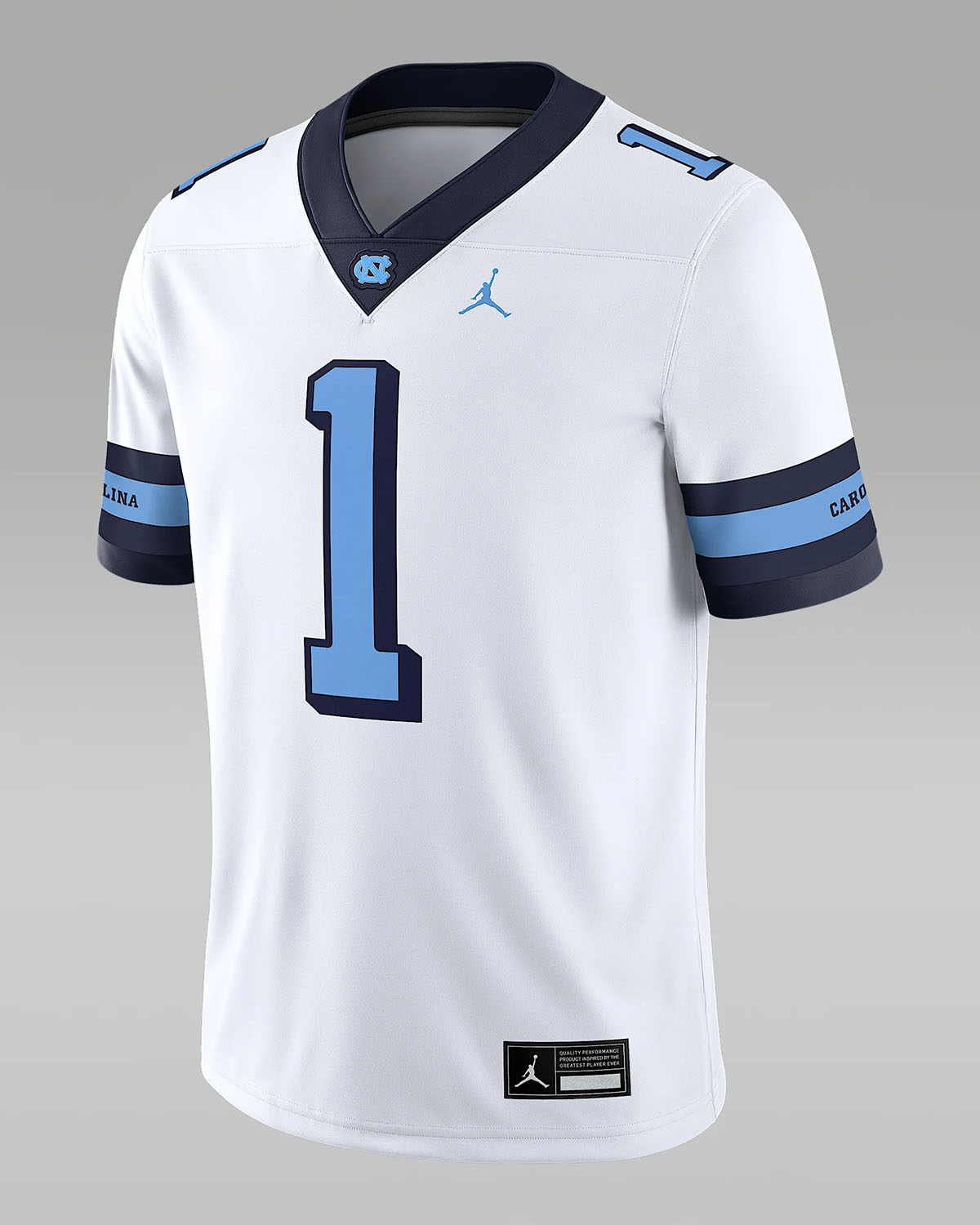 Jordan UNC North Carolina Tar Heels Football Jersey White Legend Blue