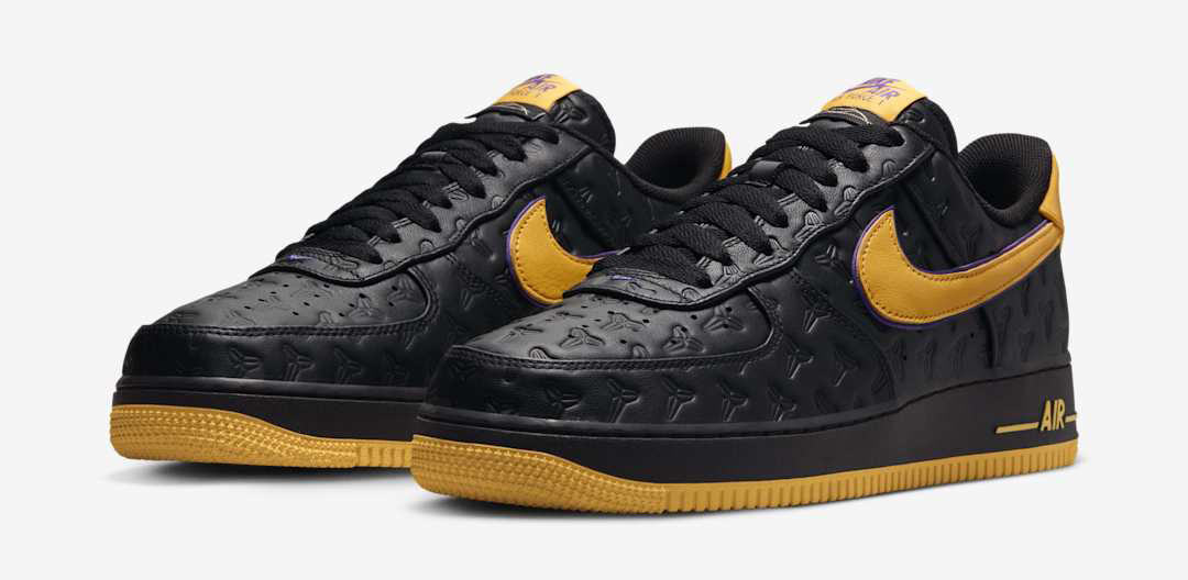 Kobe Bryant Nike Air Force 1 Lakers Away Black Gold Mens Shoes 1