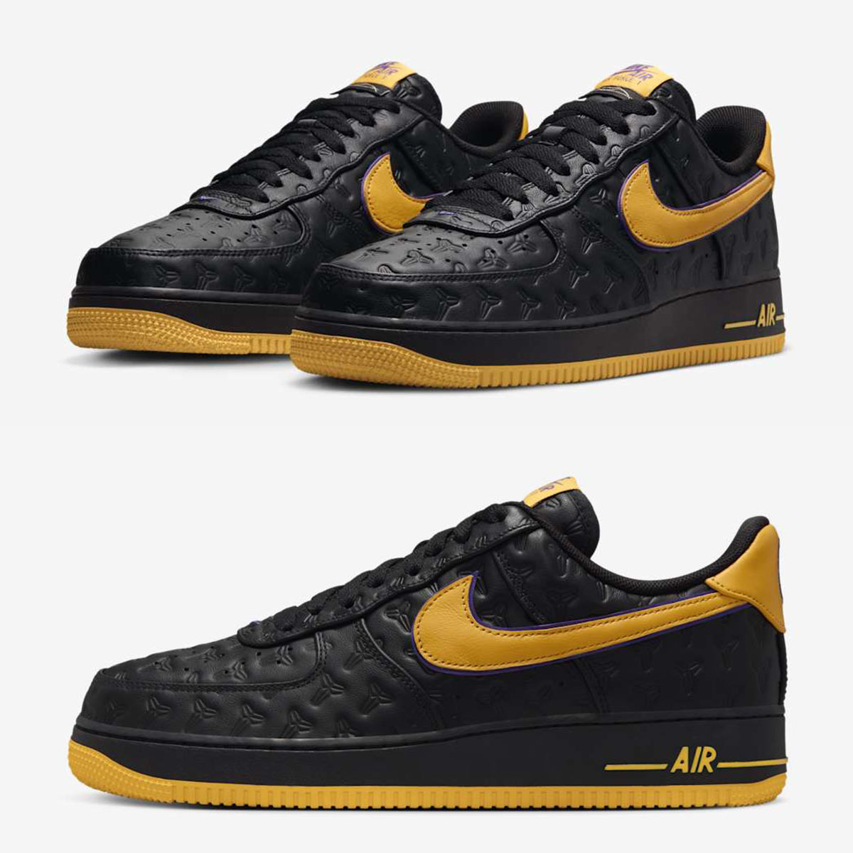 Kobe Bryant Nike Air Force 1 Lakers Away Black Gold Mens Shoes