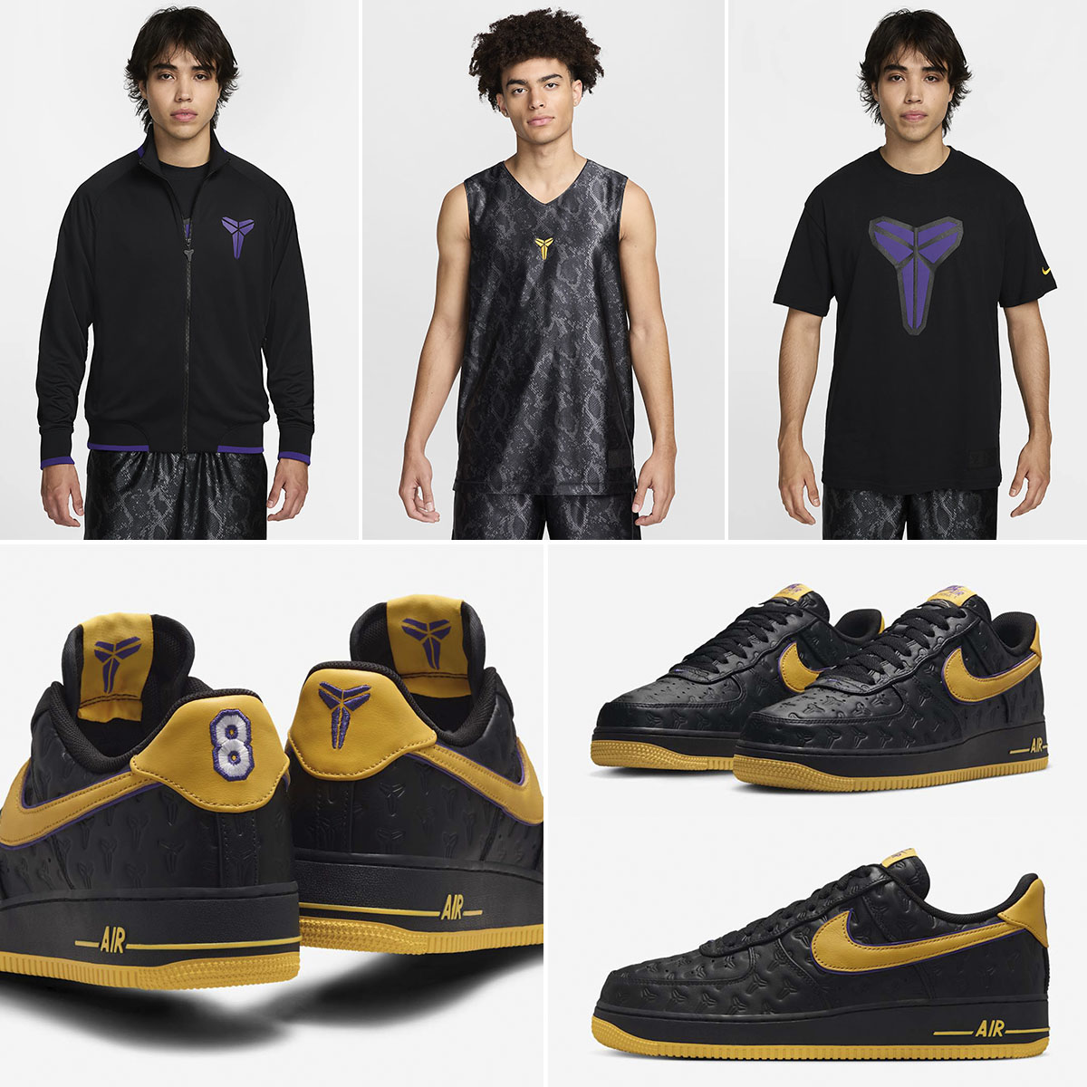 Kobe Bryant Nike Air Force 1 Lakers Away Black Gold Outfits