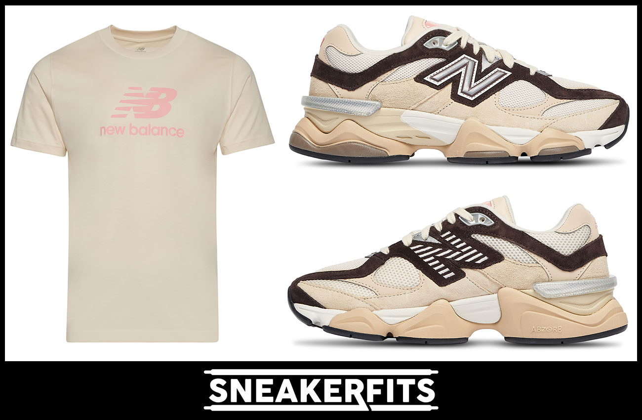 New Balance 9060 Sandstone Brown Shoes and Shirt Outfit