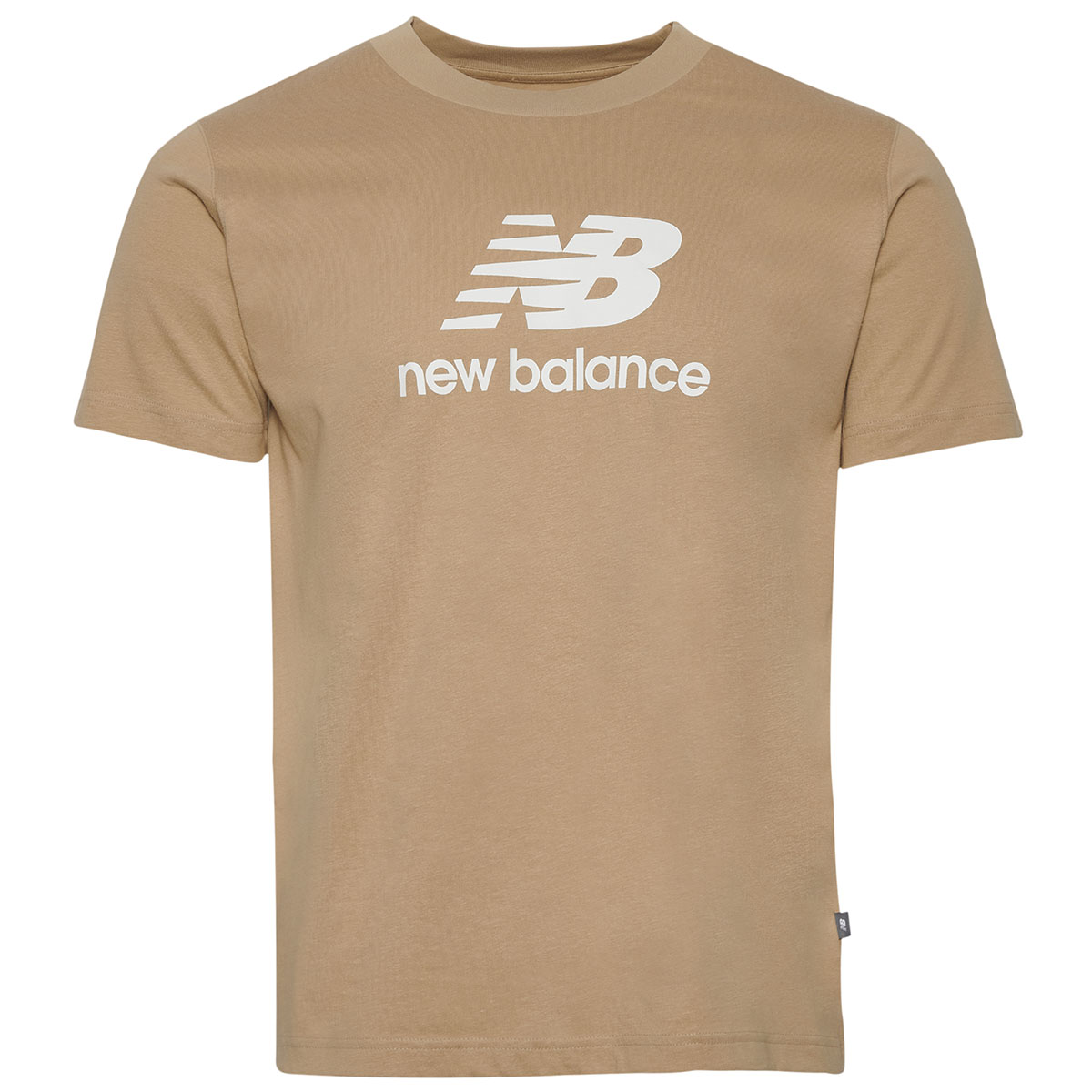 New Balance Essential Stacked Logo T Shirt Tan Beige Khaki