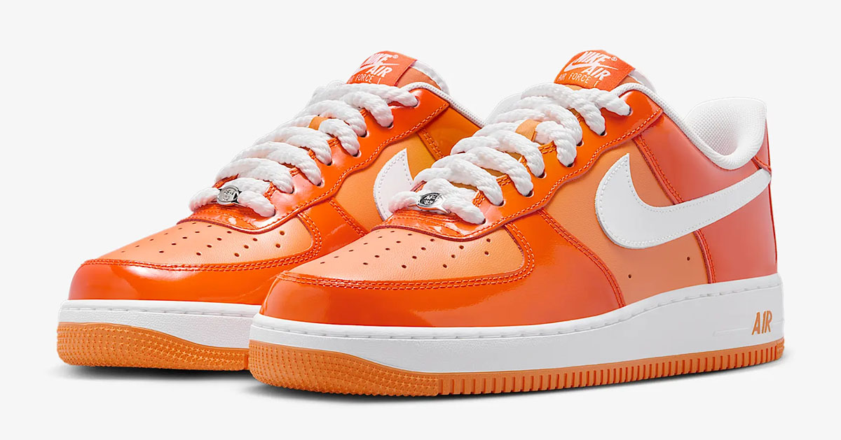 Nike Air Force 1 Low Patent Safety Orange Mens Shoes 1