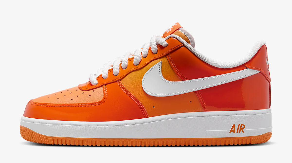 Nike Air Force 1 Low Patent Safety Orange Mens Shoes 2