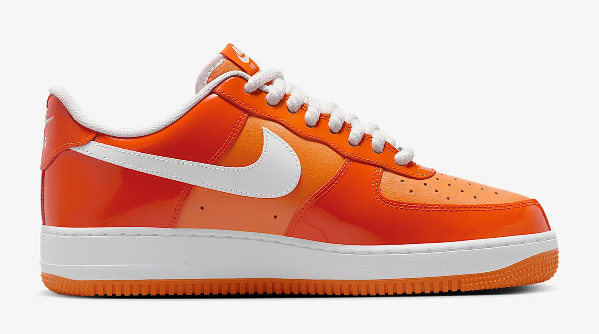 Nike Air Force 1 Low Patent Safety Orange Mens Shoes 3