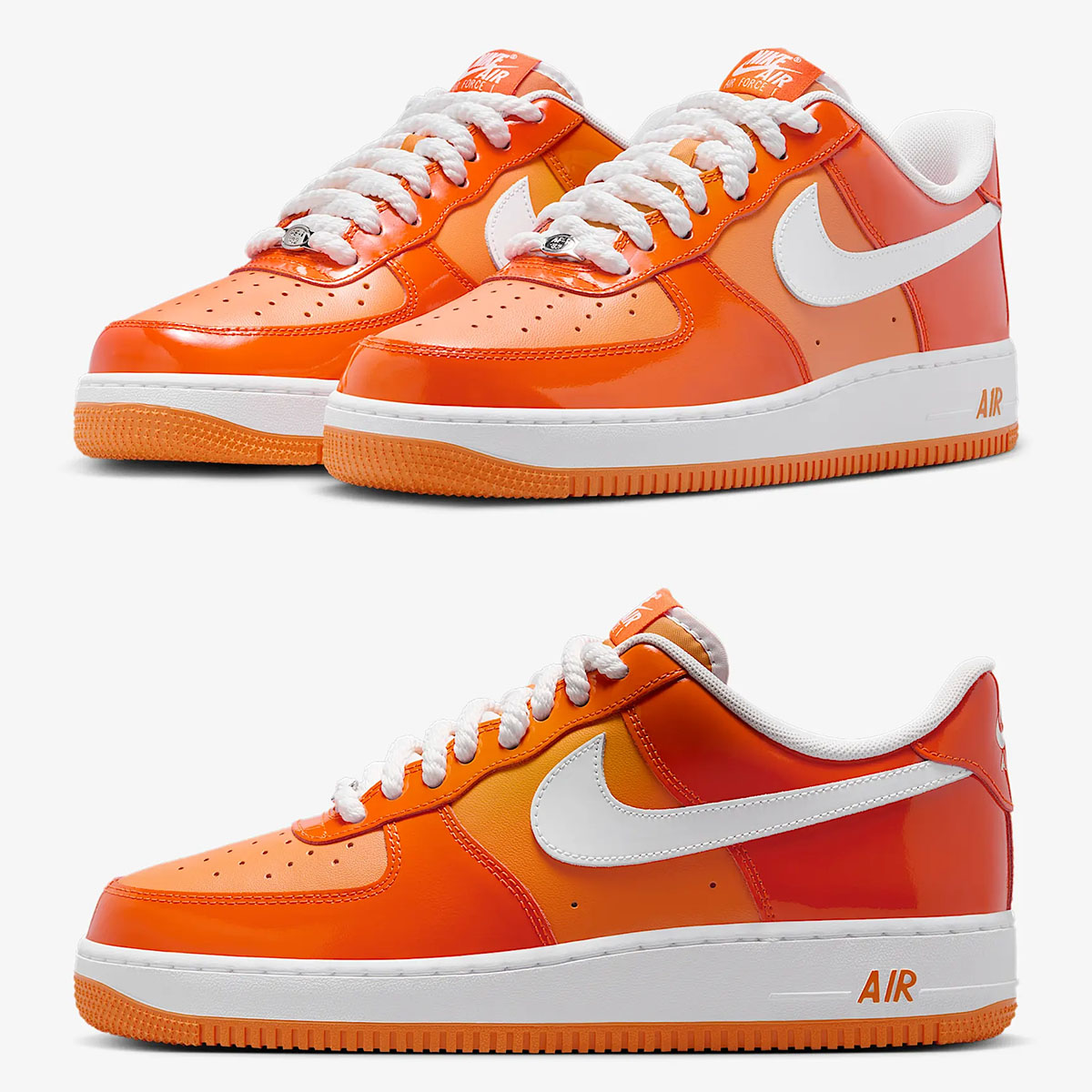 Nike Air Force 1 Low Patent Safety Orange Mens Shoes