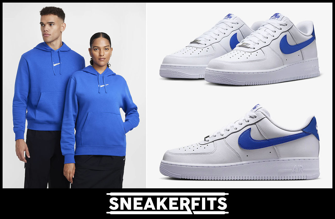 Nike Air Force 1 Low White Hyper Royal Hoodie Outfit