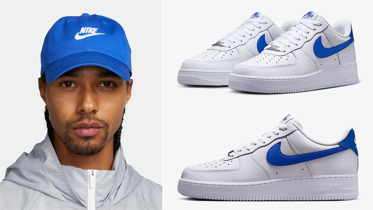 Nike Air Force 1 Low White Hyper Royal Shoes and Hat Outfit