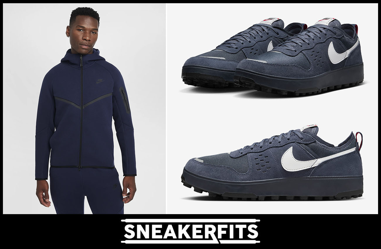 Nike C1TY Coveralls Shoes Obsidian Blue Tech Fleece Hoodie Outfit