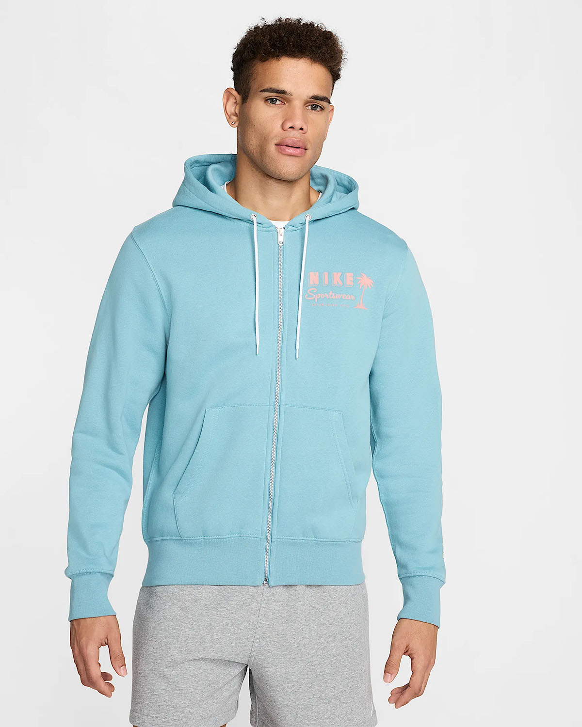 Nike Club Fleece Full Zip Hoodie Denim Turquoise 1