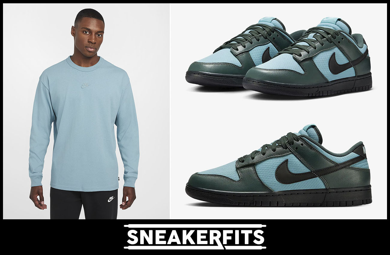 Nike Dunk Low Denim Turquoise Vintage Green Shirt Outfit