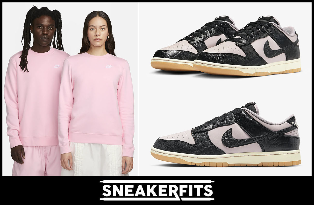 Nike Dunk Low Pink Foam Black Croc Sweatshirt Matching Outfit