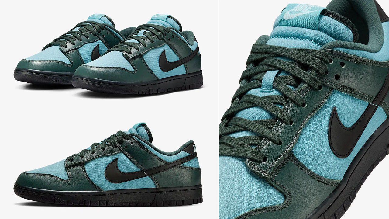 Nike Dunk Low Winterized Mens Shoes Denim Turquoise Vintage Green Black Mens Sneakers